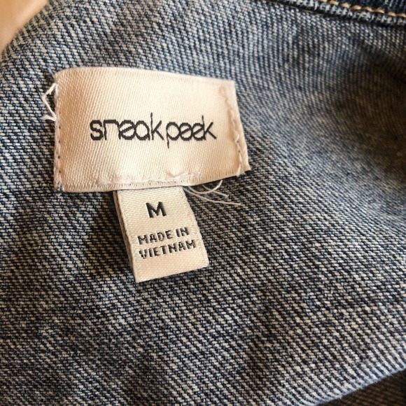 Sneak Peek Blue Denim Jean Jacket Boho Floral Embroidered Trucker M - Picture 3 of 10